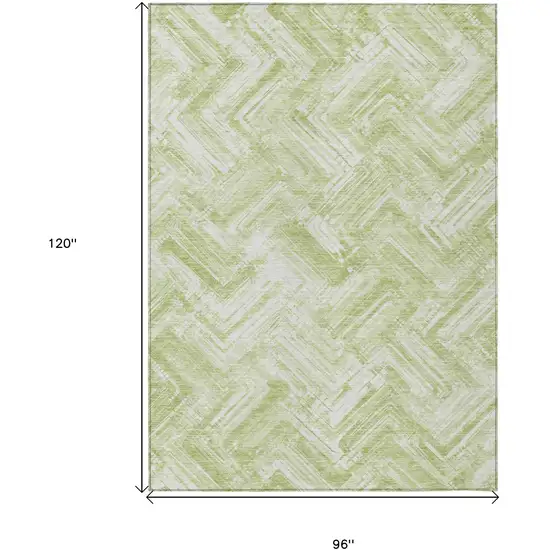 Green And Ivory Geometric Washable Indoor Outdoor Area Rug Photo 9