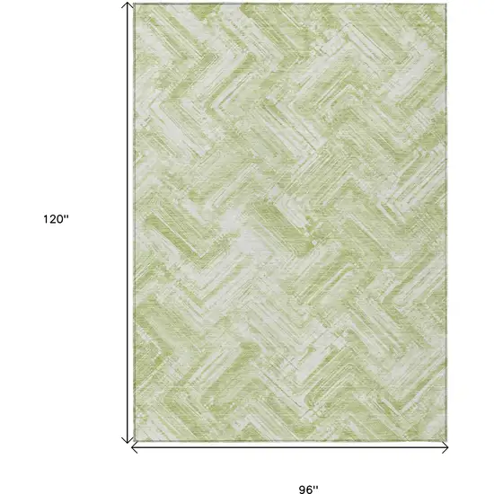 Green And Ivory Geometric Washable Indoor Outdoor Area Rug Photo 9