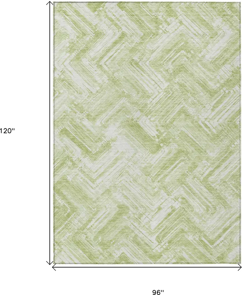Green And Ivory Geometric Washable Indoor Outdoor Area Rug Photo 9