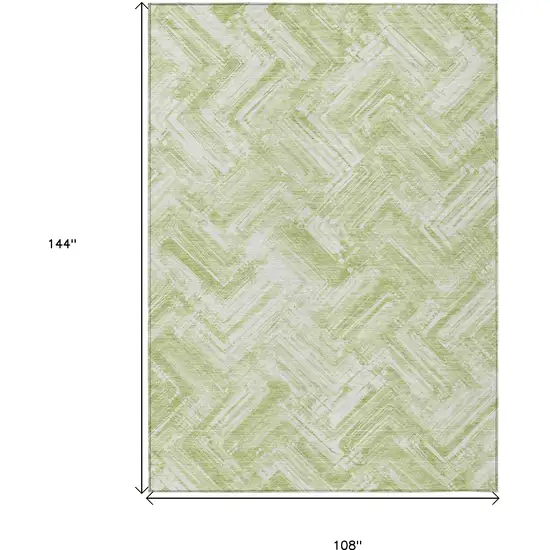 Green And Ivory Geometric Washable Indoor Outdoor Area Rug Photo 9