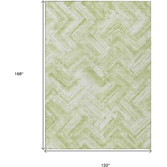 Green And Ivory Geometric Washable Indoor Outdoor Area Rug Photo 9