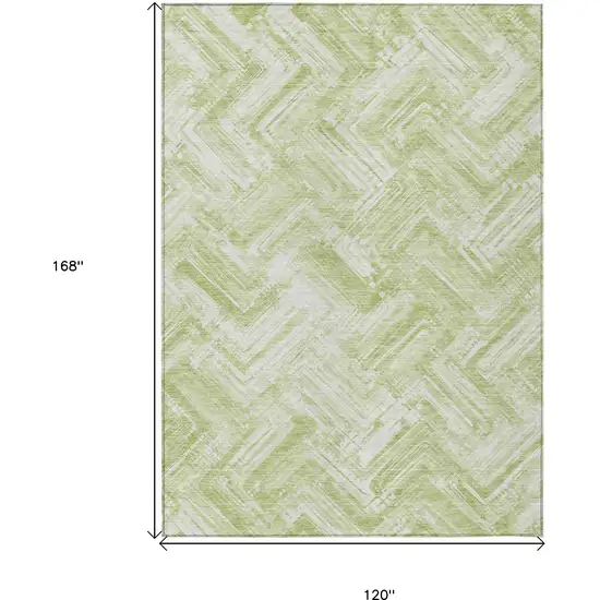 Green And Ivory Geometric Washable Indoor Outdoor Area Rug Photo 9