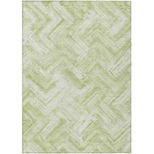 Photo of Green And Ivory Geometric Washable Indoor Outdoor Area Rug