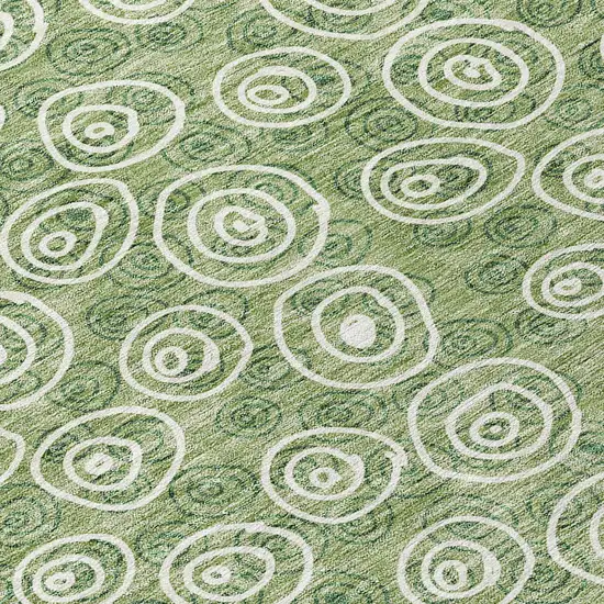 Green And Ivory Geometric Washable Indoor Outdoor Area Rug Photo 7