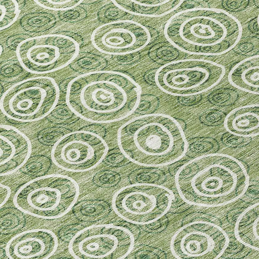 Green And Ivory Geometric Washable Indoor Outdoor Area Rug Photo 7
