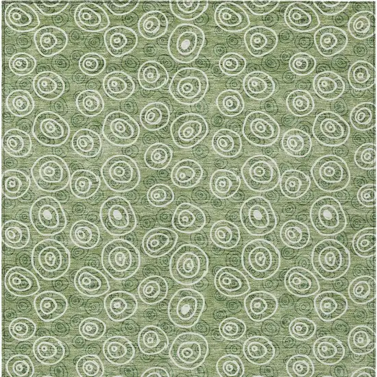 Green And Ivory Geometric Washable Indoor Outdoor Area Rug Photo 6