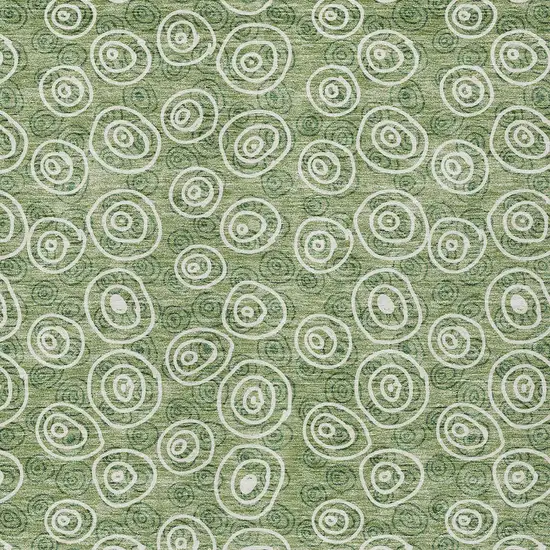 Green And Ivory Geometric Washable Indoor Outdoor Area Rug Photo 4