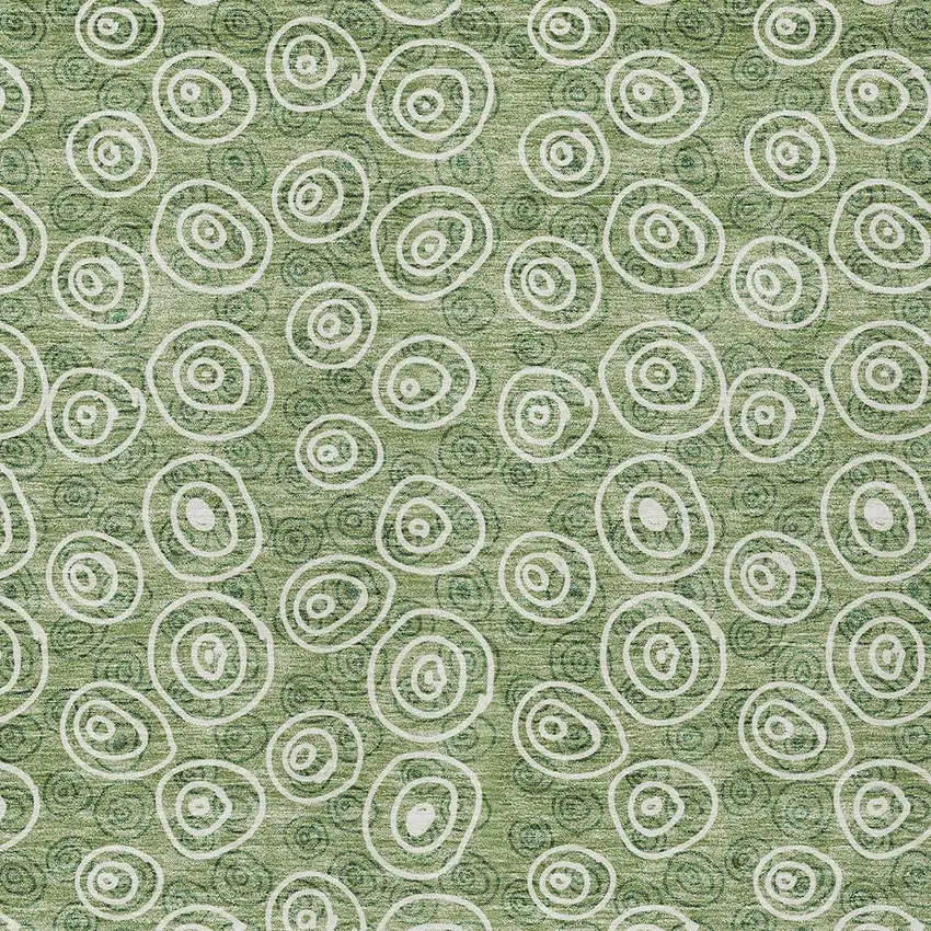 Green And Ivory Geometric Washable Indoor Outdoor Area Rug Photo 4