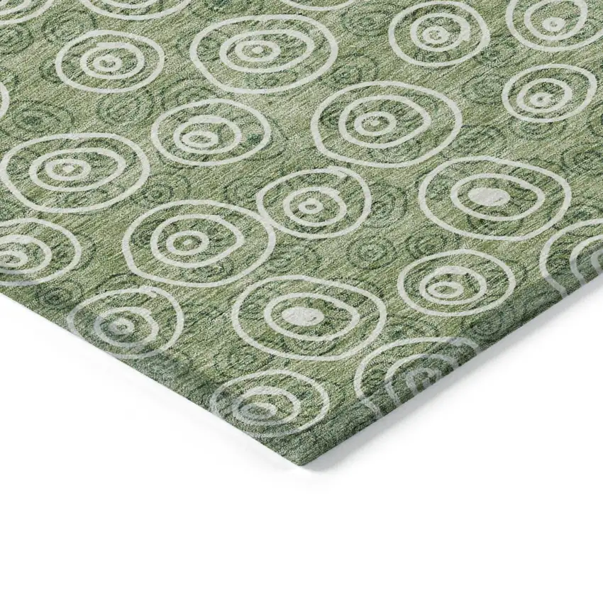 Green And Ivory Geometric Washable Indoor Outdoor Area Rug Photo 4