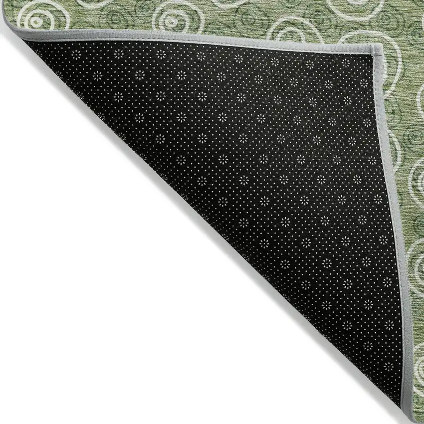 Green And Ivory Geometric Washable Indoor Outdoor Area Rug Photo 2