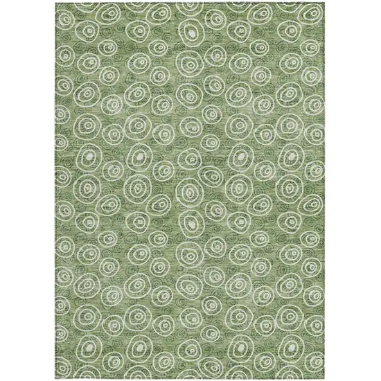 Green And Ivory Geometric Washable Indoor Outdoor Area Rug Photo 5