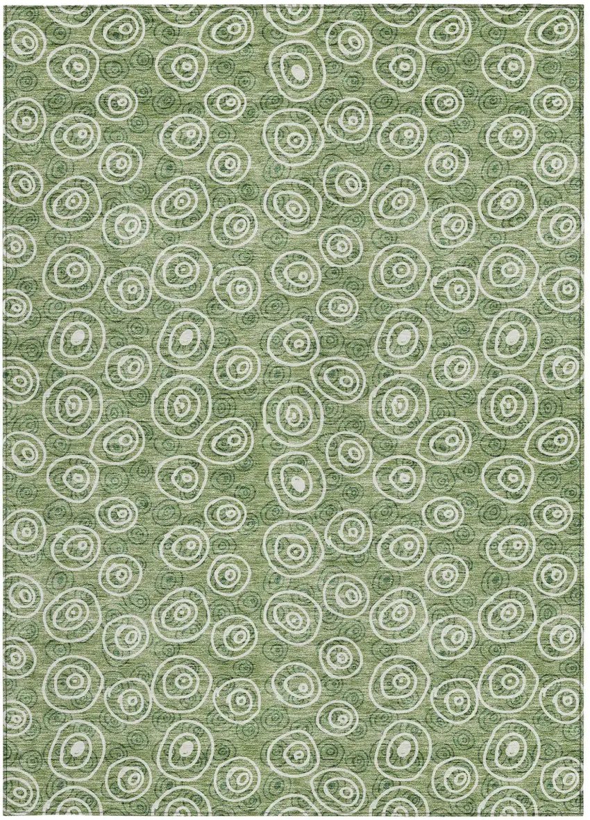 Green And Ivory Geometric Washable Indoor Outdoor Area Rug Photo 5