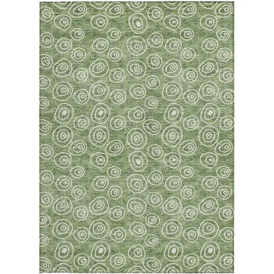 Green And Ivory Geometric Washable Indoor Outdoor Area Rug Photo 5