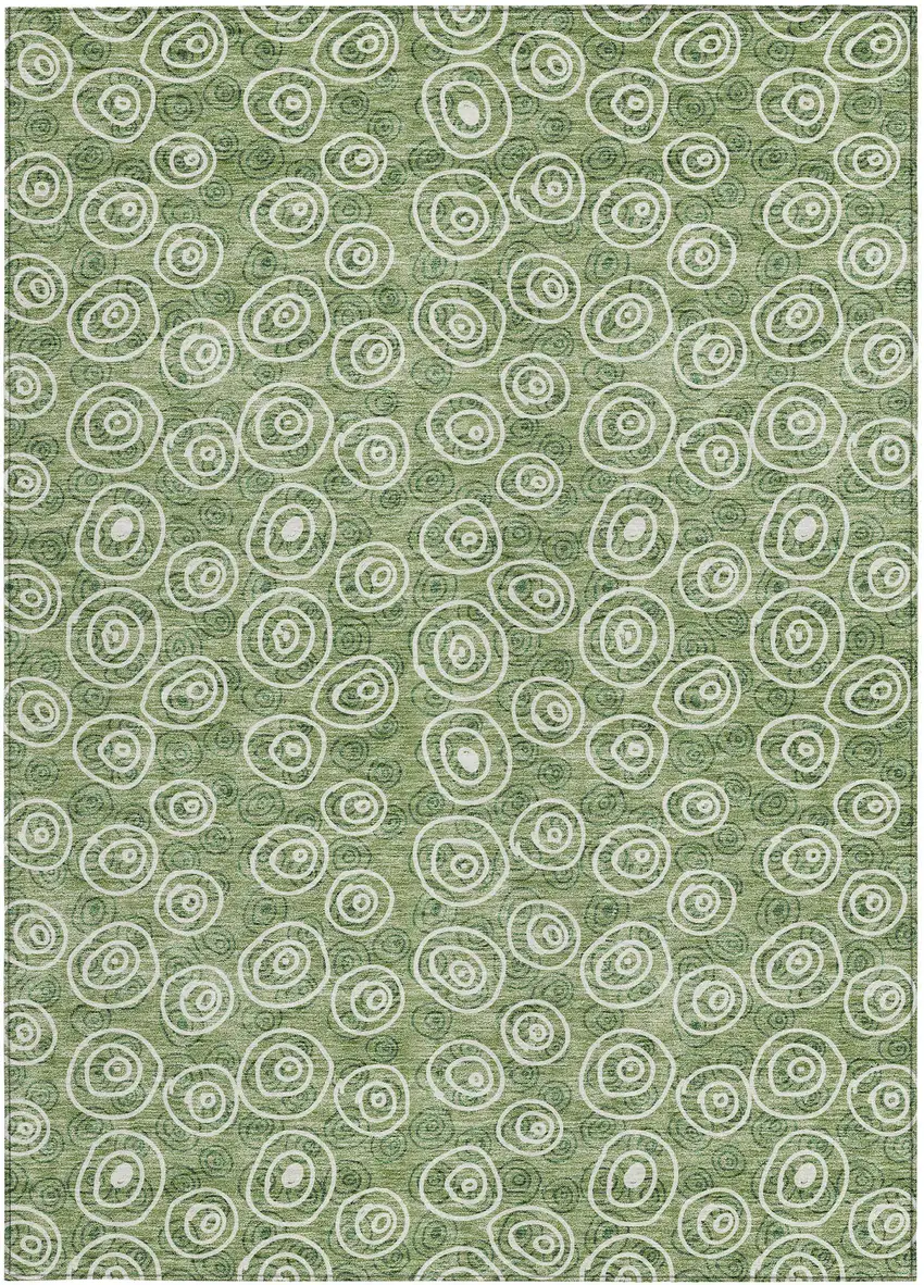 Green And Ivory Geometric Washable Indoor Outdoor Area Rug Photo 5