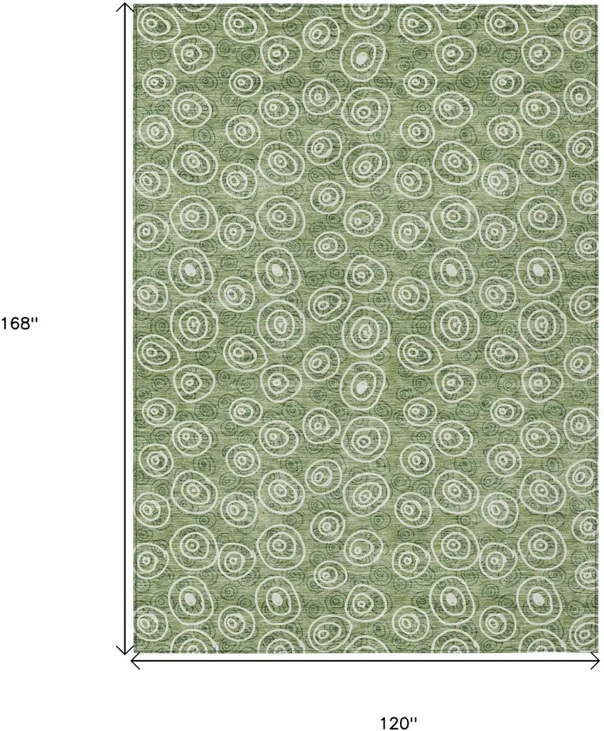 Green And Ivory Geometric Washable Indoor Outdoor Area Rug Photo 7
