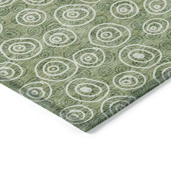 Green And Ivory Geometric Washable Indoor Outdoor Area Rug Photo 3