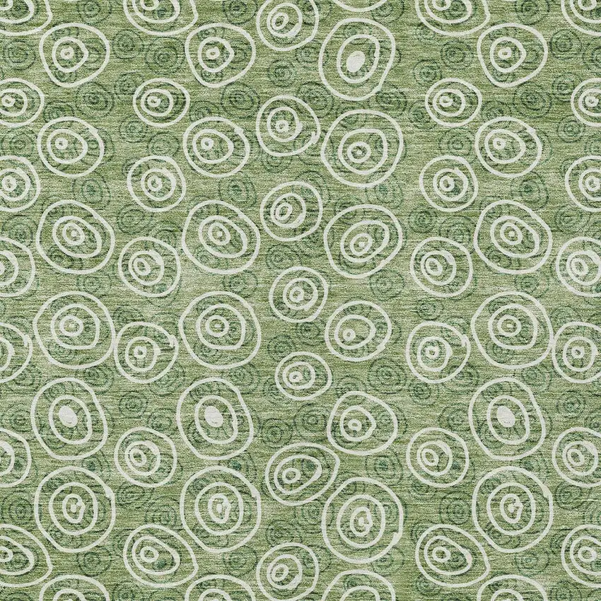 Green And Ivory Geometric Washable Indoor Outdoor Area Rug Photo 4