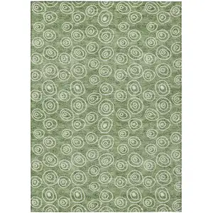 Photo of Green And Ivory Geometric Washable Indoor Outdoor Area Rug
