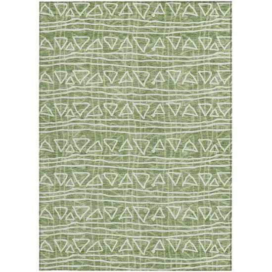 Green And Ivory Geometric Washable Indoor Outdoor Area Rug Photo 5
