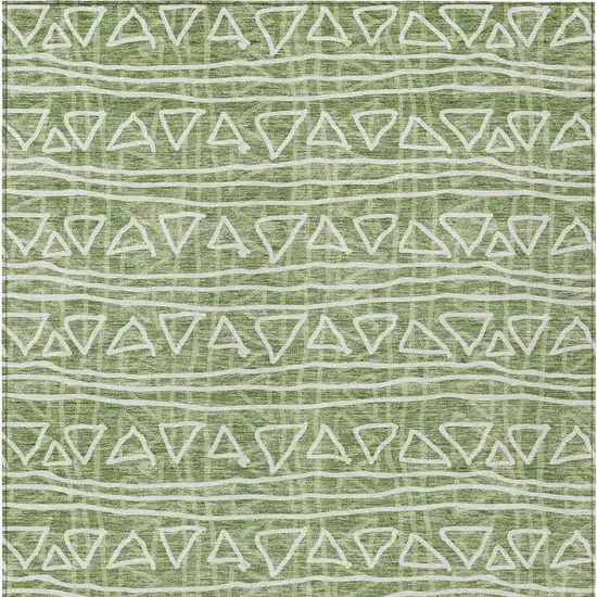 Green And Ivory Geometric Washable Indoor Outdoor Area Rug Photo 5