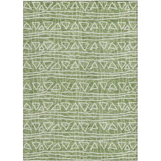 Green And Ivory Geometric Washable Indoor Outdoor Area Rug Photo 6
