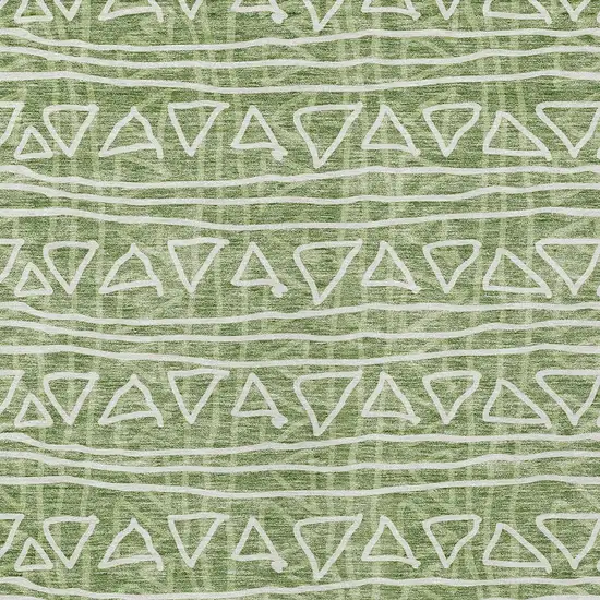 Green And Ivory Geometric Washable Indoor Outdoor Area Rug Photo 5