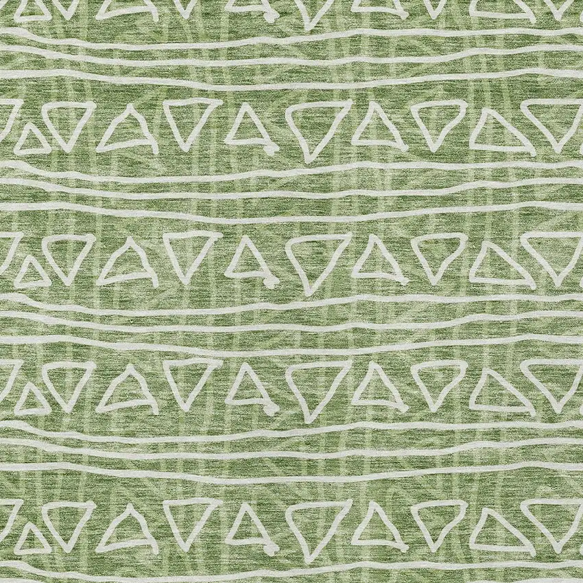 Green And Ivory Geometric Washable Indoor Outdoor Area Rug Photo 5