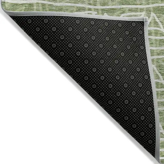 Green And Ivory Geometric Washable Indoor Outdoor Area Rug Photo 3