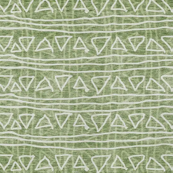 Green And Ivory Geometric Washable Indoor Outdoor Area Rug Photo 5