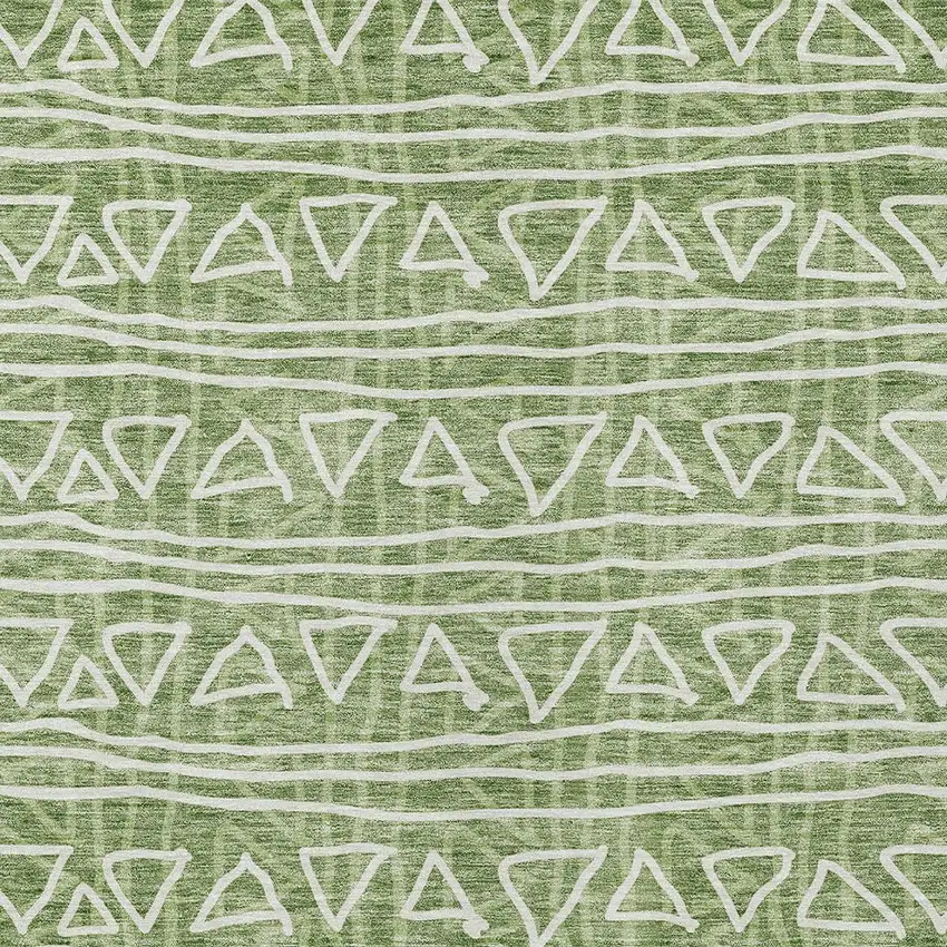 Green And Ivory Geometric Washable Indoor Outdoor Area Rug Photo 5