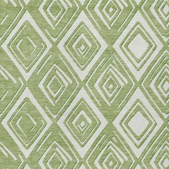Green And Ivory Geometric Washable Indoor Outdoor Area Rug Photo 6