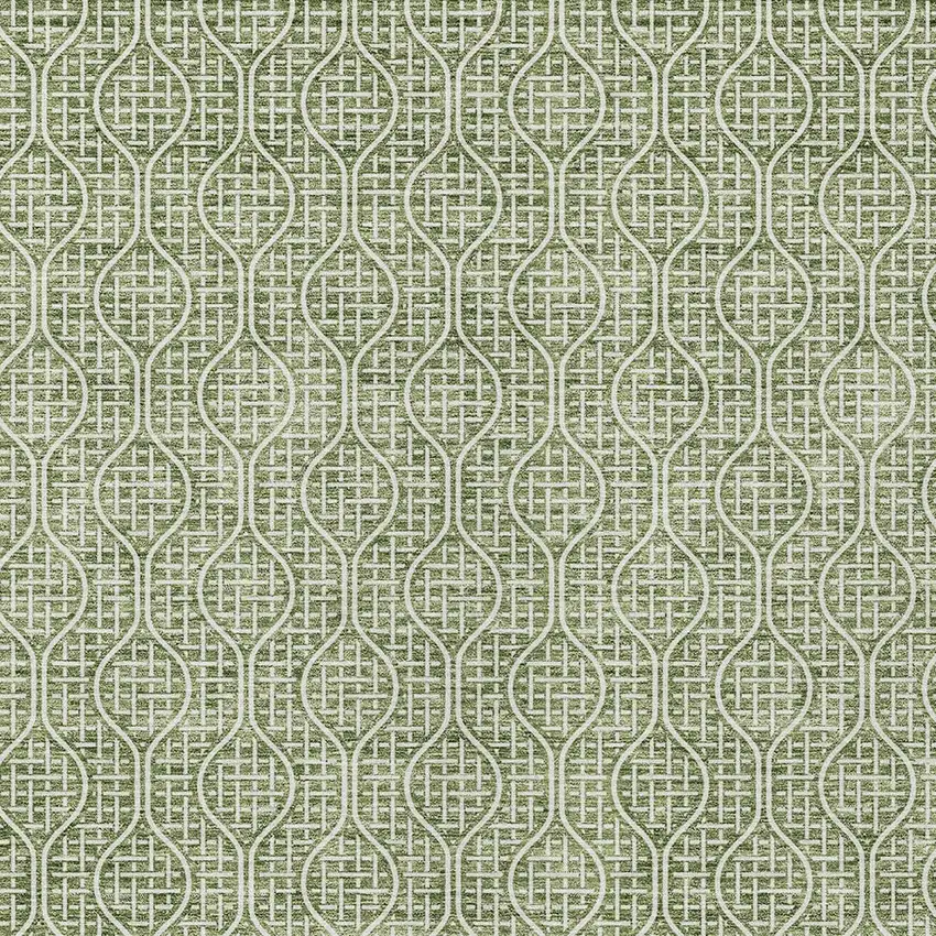 Green And Ivory Geometric Washable Indoor Outdoor Area Rug Photo 6