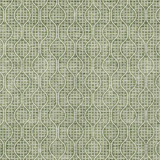 Green And Ivory Geometric Washable Indoor Outdoor Area Rug Photo 6