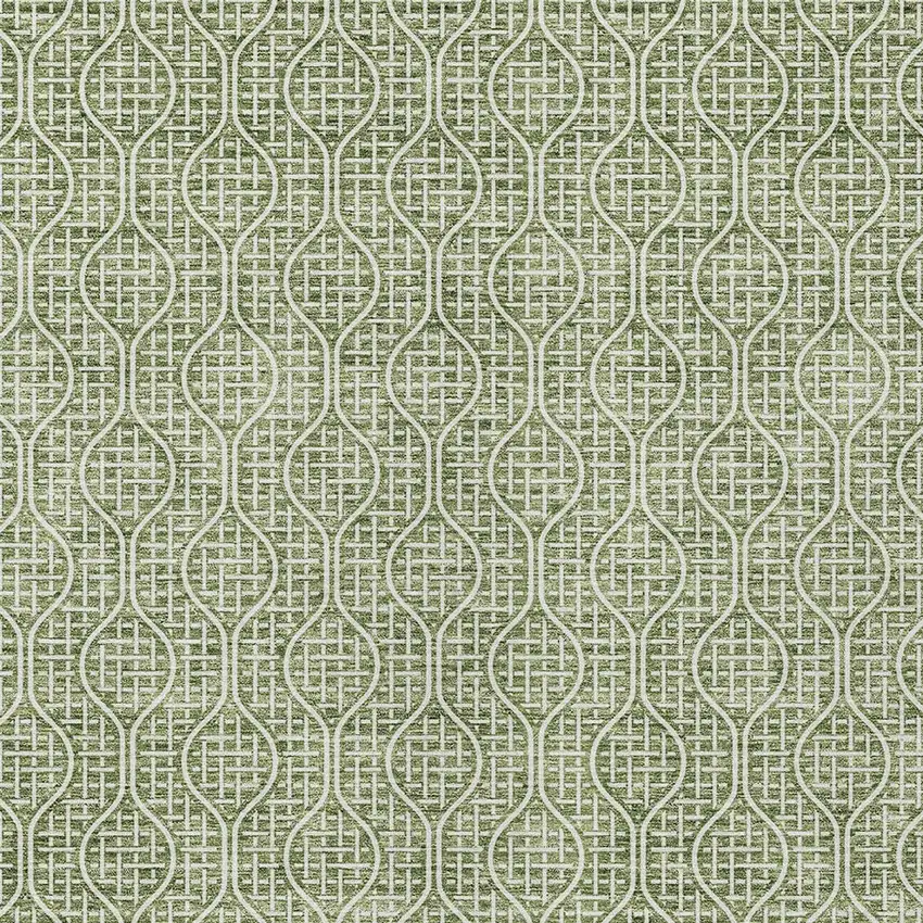 Green And Ivory Geometric Washable Indoor Outdoor Area Rug Photo 6