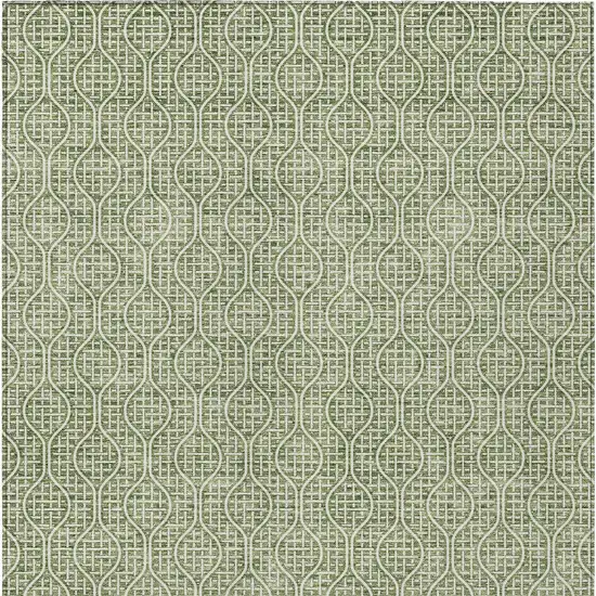 Green And Ivory Geometric Washable Indoor Outdoor Area Rug Photo 7