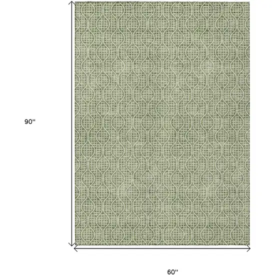 Green And Ivory Geometric Washable Indoor Outdoor Area Rug Photo 3
