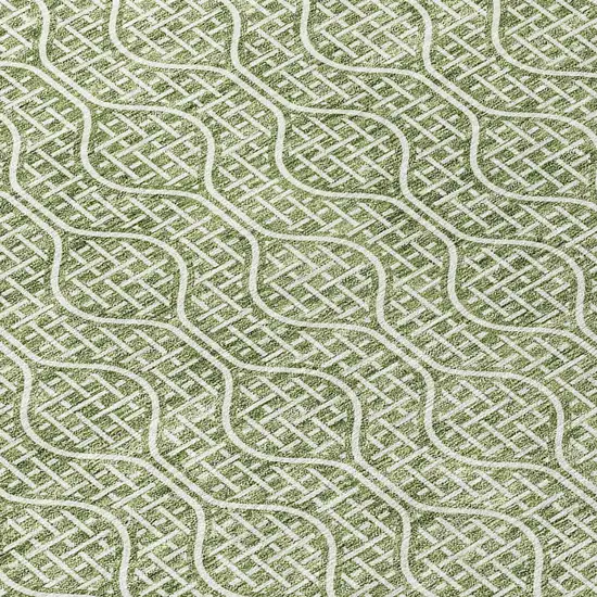 Green And Ivory Geometric Washable Indoor Outdoor Area Rug Photo 5