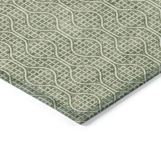 Green And Ivory Geometric Washable Indoor Outdoor Area Rug Photo 4