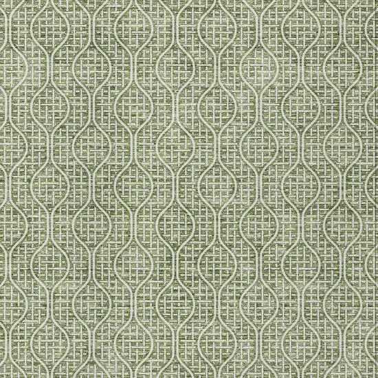 Green And Ivory Geometric Washable Indoor Outdoor Area Rug Photo 6