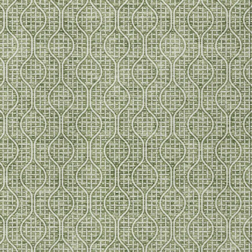 Green And Ivory Geometric Washable Indoor Outdoor Area Rug Photo 6