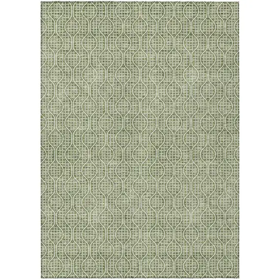 Green And Ivory Geometric Washable Indoor Outdoor Area Rug Photo 2