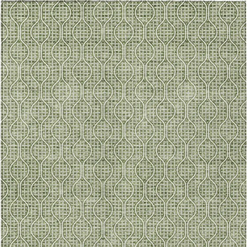 Green And Ivory Geometric Washable Indoor Outdoor Area Rug Photo 7