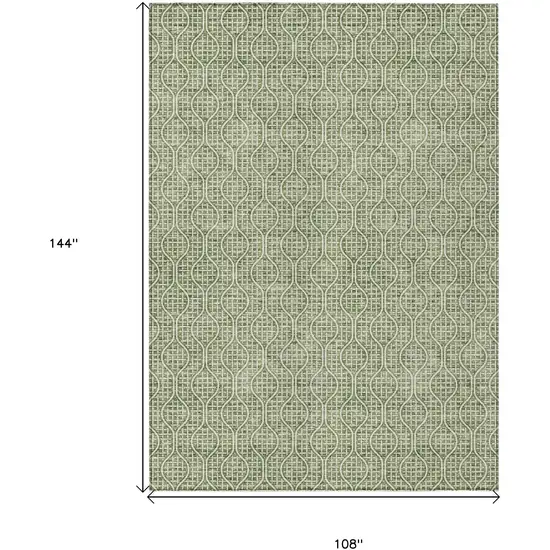 Green And Ivory Geometric Washable Indoor Outdoor Area Rug Photo 3