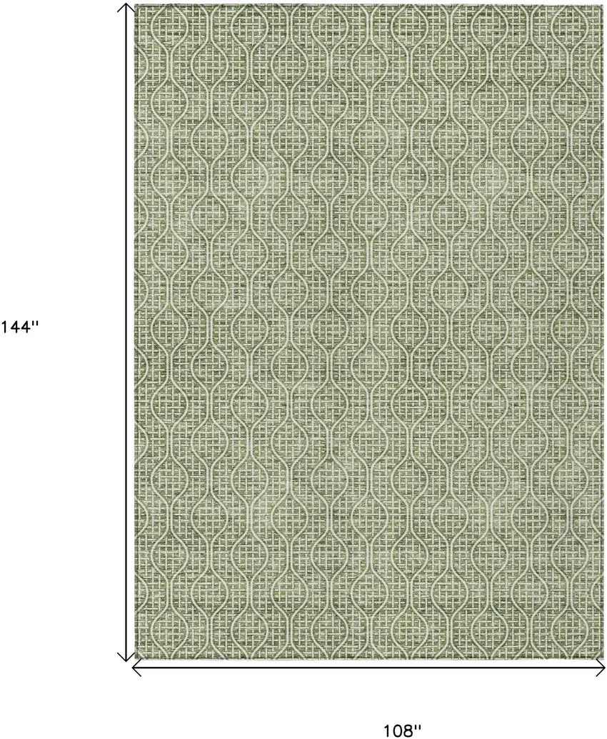 Green And Ivory Geometric Washable Indoor Outdoor Area Rug Photo 3