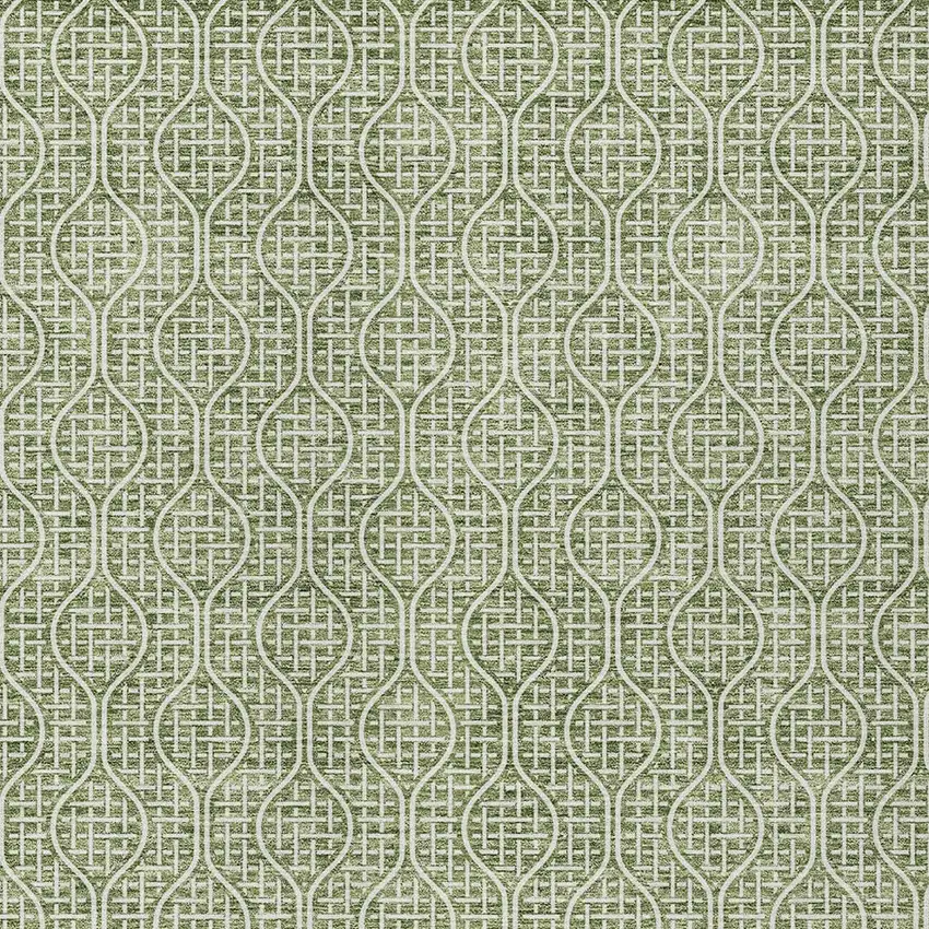 Green And Ivory Geometric Washable Indoor Outdoor Area Rug Photo 6