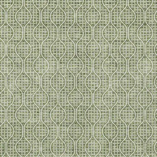 Green And Ivory Geometric Washable Indoor Outdoor Area Rug Photo 6