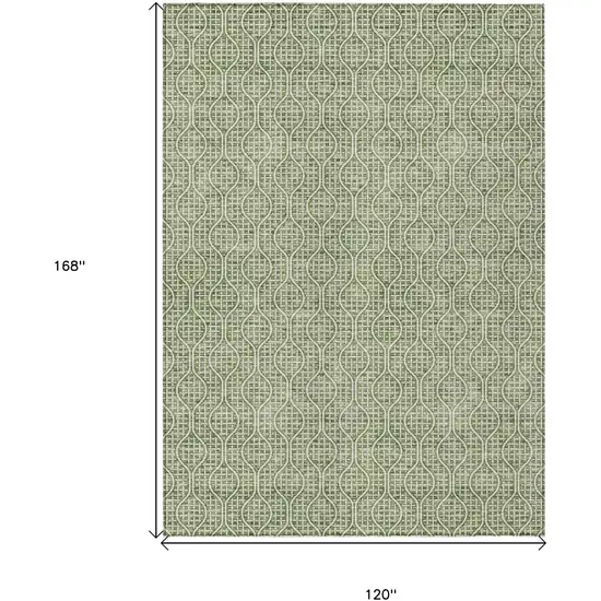 Green And Ivory Geometric Washable Indoor Outdoor Area Rug Photo 3