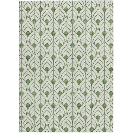 Green And Ivory Geometric Washable Indoor Outdoor Area Rug Photo 5
