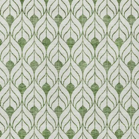 Green And Ivory Geometric Washable Indoor Outdoor Area Rug Photo 6
