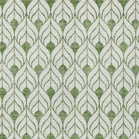 Green And Ivory Geometric Washable Indoor Outdoor Area Rug Photo 6